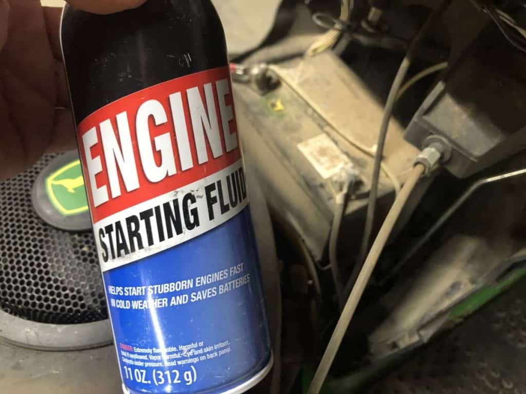 mower only starts with starting fluid